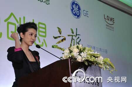 李冰冰在人民大會堂榮獲了由中國政府頒發的“中國十佳綠色新聞人物”稱號