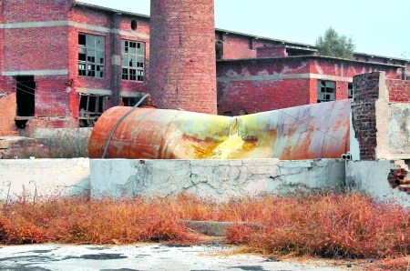 河南廢棄化工廠毒氣泄漏數百平米草木枯死(圖)
