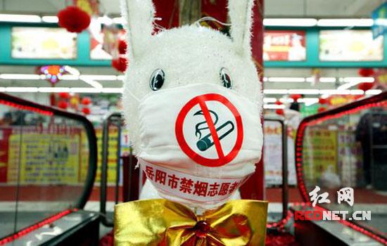 臨湘街頭立4米高環保兔宣傳禁煙（組圖）
