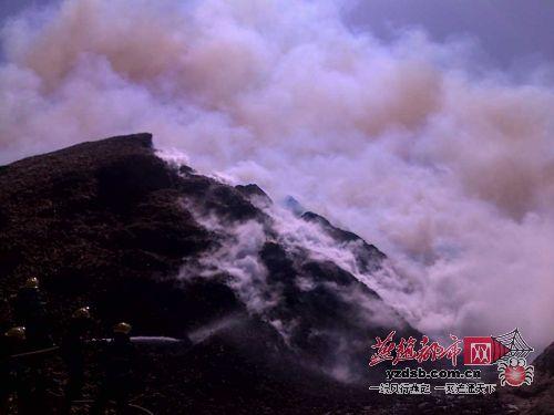 藁城張家莊鎮附近一化工廠原料堆起火(圖)