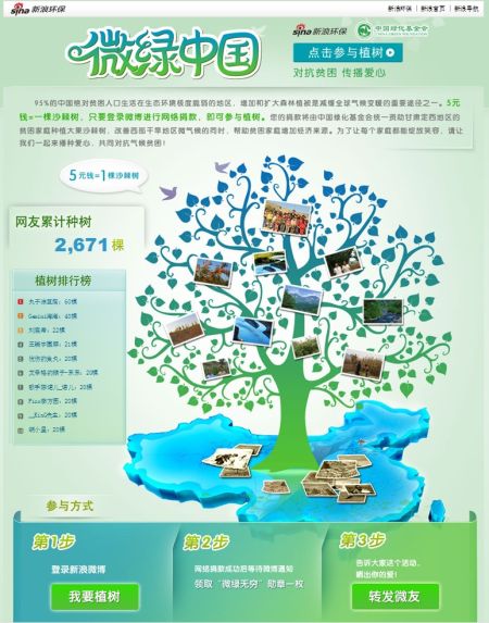 “微綠中國”公益行動頁面