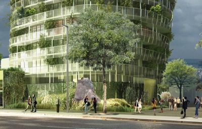 這棟新大樓的植物都直接栽入土壤，如同樓中的叢林。