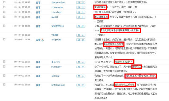 清華化學化工學生晝夜捍衛百度百科PX詞條，復旦等高校學生留言聲援。